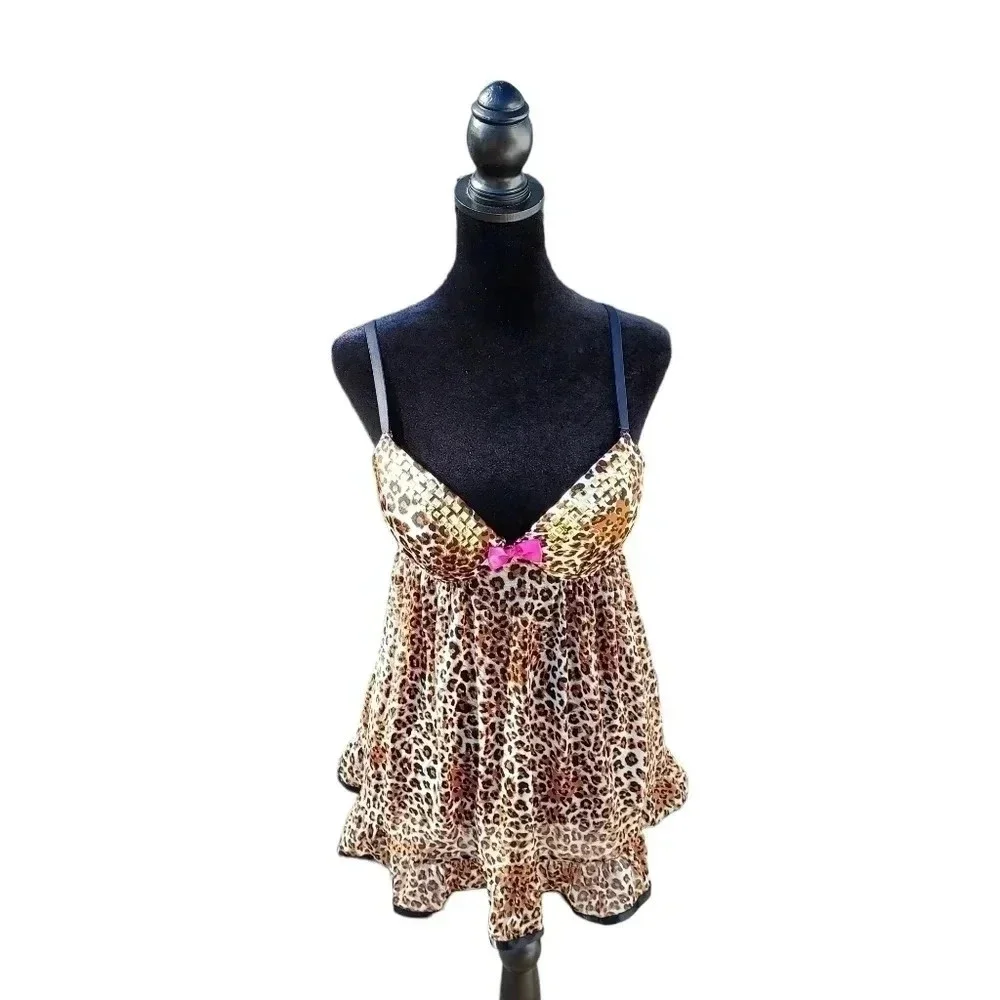 True Desire Womens Leopard Print Lingerie in Medium - Picture 4 of 8